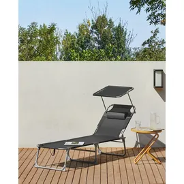 Songmics Sonnenliege 193 x 53 x 29 cm Dunkelgrau