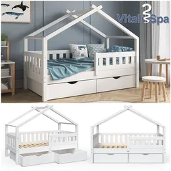 VitaliSpa Design Kinderbett 160x80 Babybett Jugendbett 2 Schubladen Lattenrost