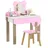 aiyaplay Kinder Schminktisch Set Frisiertisch mit Hocker Spiegel Schubladen Zubehör, Make-up Tisch Set im Bärendesign, Kinderschminktisch Prinzessin Kosmetiktisch für Mädchen 3-8 Jahre Rosa