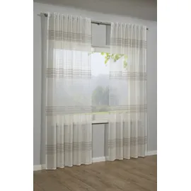 Sehlbach "Schal Webstreifen, beige, B:140cm H:245cm, Polyester, Gardinen, Gardine, mit Gardinenband und verdeckten Schlaufen