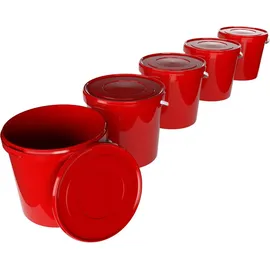 FixedByU Eimer mit Deckel 10 Liter In Rot | 5 Stück