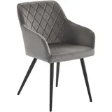 Livetastic Armlehnstuhl, Grau, Schwarz, Holz, Metall, Textil, Pappel, Rundrohr, 54x86x60 cm, inklusive Armlehnen, Esszimmer, Stühle, Esszimmerstühle, Armlehnenstühle