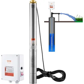 Vevor Tiefbrunnen-Tauchpumpe 2200 W 9,8 m3/h Durchfluss 144 m Förderhöhe mit 19,4 m Kabel und externer Steuerbox