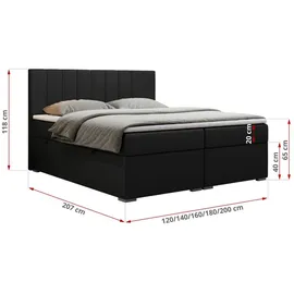 MKS Meble Boxspringbett 160 x 200 cm H4 Schwarz