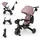 Kinderkraft JAZZ 3 Dreirad faltbar ab ca. 9 Monaten bis 25 kg, 360° drehbarer Sitz, Halbliegeposition vorwärts/rückwärts, UPF 50+ Verdeck wasserabweisend, Freilauf & Lenkermodus, kompakt faltbar, Rosa