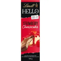 Lindt Schokolade HELLO Strawberry Cheesecake | 100 g Tafel | Vollmilch-Schokolade mit Erdbeer-Quarkcrème-Füllung | Schokoladentafel | Schokoladengeschenk