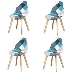 Hjhomeheart 4 Esszimmerstühlen, Mehrfarbiger Patchwork-Esszimmerstuhl