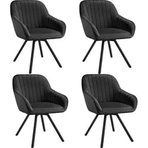 Tectake tectake® Drehbarer Armlehnstuhl Snug Samtoptik, gepolstert, in 360° drehbar, schlanke Stahlbeine, 58 x 58 x 82 cm