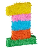 Relaxdays Pinata Set "Zahl 1" 4tlg. Bunt Gelb/Grün/Orange