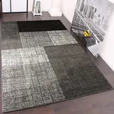 Paco Home Designer Teppich Kurzflor Karo Muster Schwarz Grau Meliert, Grösse:160x230 cm