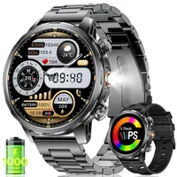 BENYAR SMART Smartwatch Herren mit 1000mAh Akku, 1,7'' Großes Display Militär Smart Watch mit LED-Taschenlampe/100+ Sportmodi Fitnessuhr, SpO2/Herzfrequenz/Schlafmonitor für Android iOS
