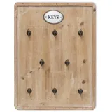 Moritz Schlüsselbrett 27x36cm Keys 8 Haken mit Rahmen braun, Schlüsselboard beige|braun