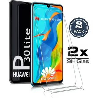 2X Huawei P30 Lite - Panzerglas Glasfolie Display Schutz Folie Glas 9H Hart Echt Glas Displayschutzfolie 2 Stück