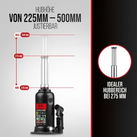 Heyner HEYNER® Doppelhub-Unterstellheber hydraulischer Wagenheber 5t Stempel-Wagenheber für SUV/PKW Hubhöhe 22,2-50cm