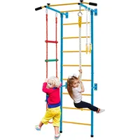 Costway Kletterwand Sprossenwand 107 x 83 x 223 cm Blau/Gelb