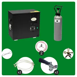 ich-zapfe Komplett Set Zapfanlage, Bierzapfanlage AS-40, 2-leitig, Durchlaufkühler, Nasskühler - Untertheke, Green Line, Zapfkopf:Flach,Zapfkopf 2:5 Liter Adapter