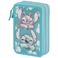 Disney Lilo und Stitch Tropic-Gefülltes Dreifach-Federmäppchen, Blau, 14 x 21 cm