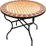 Marokkanischer Mosaiktisch Spirale Beige Bordeaux 100cm - Handarbeit