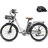 Fafrees F26 Lasting 26 Zoll E Bike Elektrofahrrad, Ebike Damen Herren 36V 20.3Ah Akku, City E-Bike 250W 25km/h, Reichweite 80-200km, E Fahrrad Pedelec 7S, Belastung 120Kg (Grau)