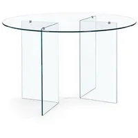 Esstisch Iride Ø130x75cm Beine und Tischplatte aus gehärtetem Glas Transparent