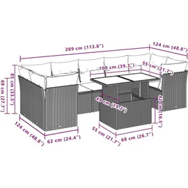 vidaXL 8-teiliges Gartensofa-Set Loungeset schwarz