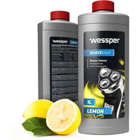 Wessper Rasierer Reinigungsflüssigkeit Scherkopfreiniger passend für Braun - elektrische Rasierer - zum Nachfüllen, 1 Liter, Lemon
