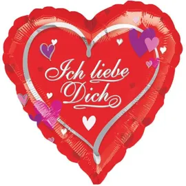 amscan® Amscan 2577801 Standard Herz, Ich liebe Dich, Folienballon S40 verpackt 43 cm,