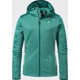 Schöffel Fleece Hoody Svardalen L, schnell trocknende Fleecejacke mit Kapuze, funktionaler Outdoor Hoody, mit Reißverschluss-Taschen und elastischem Saum, teal, 40