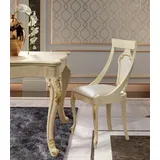 Esszimmerstuhl Stuhl Esszimmer Stühle Holz Design Stil Barock Beige Lehn Sitz