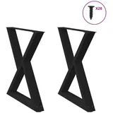 vidaXL Esstischbeine 2 Stück Schwarz 80x(72-73,3) cm Stahl