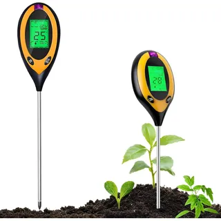 NHYDZSZ 4 in 1 Bodenmessgerät, pH Messgerät Erde, Bodentester für pH Wert, Feuchtigkeit, Temperatur & Licht, Rasen pH Wert Tester für Garten, Pflanzen, Landwirtschaft, Rasen und Gemüsegarten