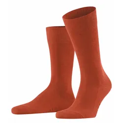 FALKE Herren Socken - Family SO, Allrounder Strümpfe, Uni, Baumwollmischung Orange-Rot 43-46
