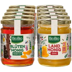 BioBio Honig 500 g, verschiedene Sorten, 10er Pack