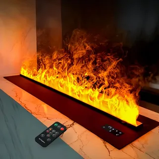 Elektrokamin, 3D Wasserdampfkamin mit Fernbedienung, Kamin Wasserdampf Realistische Flammenfarbe, 80cm