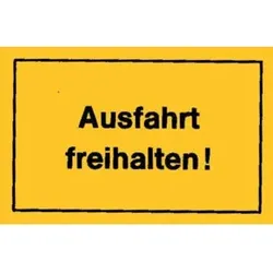 Schild 250x150 Ausfahrt freihalten gelb