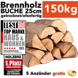 Brennholz Kaminholz Feuerholz Buche 150kg im Karton / 25cm Länge ofenfertig gesägt gespalten getrocknet (firewood beech / bois de chauffage hêtr...