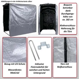 MCW Fahrradgarage MCW-N61 Foliengarage Aufbewahrungsgarage Garagenzelt Alu UV-Schutz wasserfest 201x121x201cm anthrazit