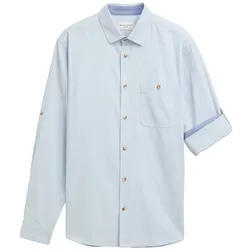 TOM TAILOR Herren Regular Fit Hemd mit verstellbarer Ärmellänge, blau, Uni, Gr. XXL