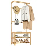 [en.casa] Garderobenständer Tornio 168 x 70 x 35 cm aus Bambus Natur