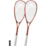 Head Cyber Nano Ti Edge Squash Twin Racket Set Including 3 Squash Balls