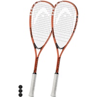 Head Cyber Nano Ti Edge Squash Twin Racket Set Including 3 Squash Balls