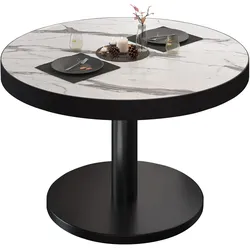 BN | Bistro Loungetisch | Ø:H 60 x 36 cm | Schwarzer Rand | Weiß Marmor / Schwarz