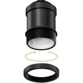 ledscom.de RETRA 1-flg. 30 cm Käfig-Schirm schwarz mit goldener LED Lampe