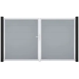 GROJA Gartentor 300 x 180 cm Silbergrau/Kunststoff