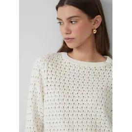 QS Baumwollpullover mit Ajourmuster Weiß XXL