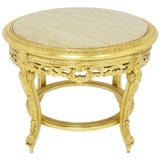 Casa Padrino Großer Casa Padrino Barock Beistelltisch mit Marmorplatte Gold Creme 70 x 45 cm - Runder Antik Stil Tisch - Barock Wohnzimmer Möbel