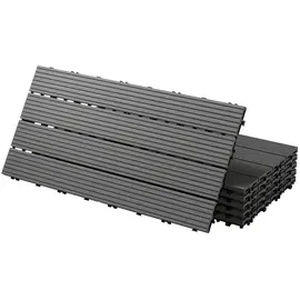 ECD Germany WPC Terrassenfliesen Anthrazit 60 x 30 cm 30 St.
