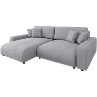 s-style möbel Ecksofa mit Schlaffunktion und Bettkasten in Cord-Stoff schöner Sitzkomfort, Ottomane links, B/T/H: 234 cm / 170 cm / 78 cm - Grau