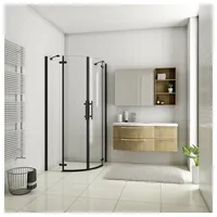 Duschparadies Runddusche 80*80*195 cm/90*90*195cm 8 mm ESG-Sicherheitsglas Schwarz Scharniertür, BxT: 80x80 cm, ebenerdiger Einbau möglich,mit Scharniertür 80 cm x 195 cm x 80 cm