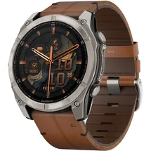 Garmin fenix 8 AMOLED 51 mm sapphire, graphit / titanium titan mit QuickFit Leder-Armband 26 mm braun